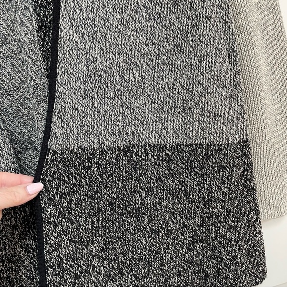 NWOT Eileen Fisher Wool Organic Linen Open Cardigan Sweater Colorblock Gray - Picture 6 of 16